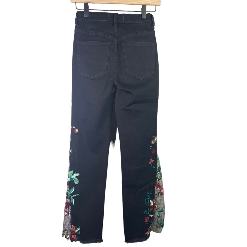 We The Free Women’s Black Flare Flower Embroidered Lace Jeans - Picture 4 of 4